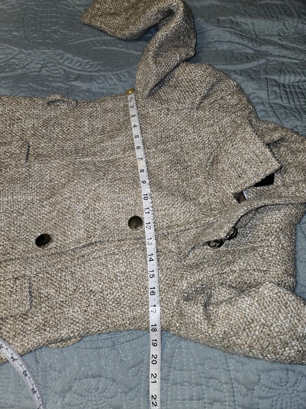 Tahari Women's 8 Tweed Wool-Blend Double-Breasted Coat - Picture 12 of 14